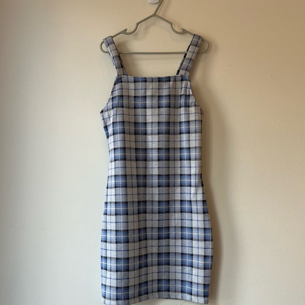 🌼 5/$20 UKIDS Blue White Black Plaid Sleeveless Shift Dress Girls Size 7/8